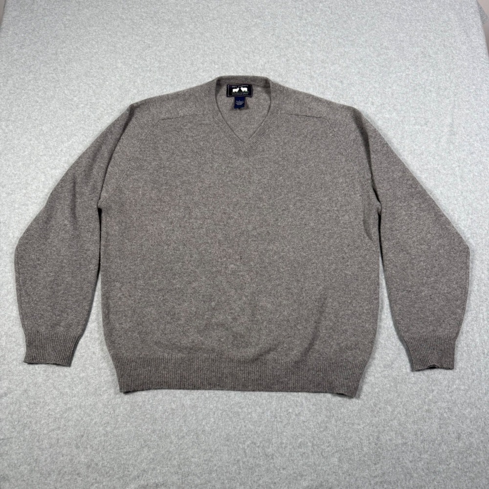 Woods & Gray Mens 100% Cashmere V-Neck Sweater Gray Size Large Raglan Sleeve